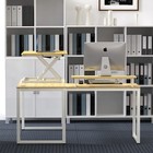Shw 36  Oak Adjustable Standing Desk Converter W  Monitor Riser For Dual Monitor