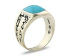 Men Vintage Nugget Ring 925 Sterling Turquoise Artist Signed Sc Size 10 25