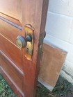 Salvage Five Panel Wood Door Medium Wood Tone W  Brass Knob   Backplate
