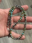 Sterling Sterling Silver Native Southwest Navajo Pearl Turquoise Bead Necklace 