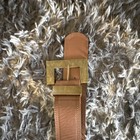 Brown Wide Waist Belt With Gold Buckle For Women