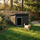 Dog House Outdoor Weatherproof Resin Kennel 33 Inch Slanted Roof Large Dogs