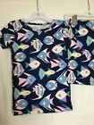 New Carter s Girls Fish Pajama Set Snug Fit Short Sleeve Shorts Navy Many Sizes