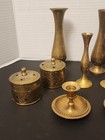 Vintage Brass Candle Holders Incense Burner Lot Made In India 