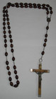 Repaired 32  Wood Bead Praying V  Mary S h  Of Jesus Medal Inri Crucifix Rosary