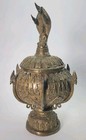 Antique Holy Water Naga Vessel Buddhist Ornate Brass Bronze Khan Nam Pot 11  