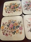 Vintage Set Of 6 Pimpernel Floral Flowers Beverage Coasters England Cork Back