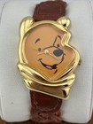 Vtg Disney Timex Winnie The Pooh Face 30mm Watch W  Braided Leather Strap - Runs