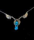 Richard Begay Navajo Turquoise Sterling Silver 22 5  Necklace