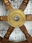Nautical Boat Wooden Ship Wheel 18  Wall Decor Wood Brass Vintage Reproduction