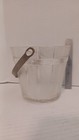 Mid Century Modern Glass Faux Wood Ice Bucket W  Hammered Tin Swing Handle