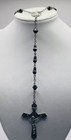 Vintage Creed Sterling Silver Black Bead Rosary Cross Catholic Crucifix