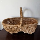 Large Rustic Handwoven Willow Garden Trug Gathering Basket Wicker Farmhouse Deco