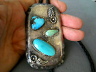 Douglas Southwestern Turquoise Sterling Silver Stamps Leaf Flower Bolo Tie 3 4 
