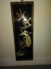 Mcm Mother Of  Pearl Bird Art Peacock On Black Lacquer Panel 36 