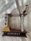 Cast Iron Mechanical Coin Bank Acrobat Works Spring Loaded