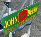 Vintage John Deere Farm Implements Porcelain Sign  1953  24   x 8 1 2    Rare