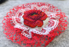Handmade Cross-stitch Brooch  Red Poppy