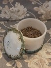 Antique Milk Glass Powder Vanity Trinket Jar Box Hand Painted