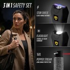 Pepper Spray And Stun Gun Combo With Rechargeable Flashlight