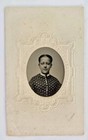 Antique Tintype Photo Young Victorian Girl Child Pattern Dress Paper Framed