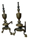 Vintage Brass Federal Style Fireplace Andirons Fire Logs 18 5 