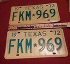 1957 1972 Texas License  Plate Pairs Set Vintage Antique Classic  