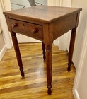Antique Gorgeous Solid Walnut One Drawer Stand Hand Turned Legs