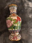 Vintage - Antique Chinese Cloisonne Vase 8 5    Hand Painted On Brass  1920-1940s