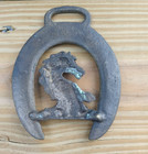 Cast Brass Horse Medallion Antique Stylized Good Luck