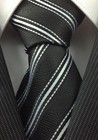Men s Necktie Silk Power Tie Black With Silver Stripes Silk Tie Hand Made Pro