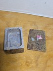 Vintage Sm  Soapstone Marble Floral Trinket Ring Jewelry Box Holder W Lid