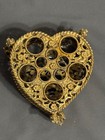Vtg Stylebuilt New York Gold Tone Filigree Cherub Lipstick Holder Caddy Heart