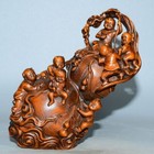 China Boxwood Hand Carved With Many Seeds Many Blessings Gourd Ornament Statue 