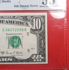 1969c  10 Frn Ink Smear Error Pmg Au55  Rare Series Date Error Note   226032 