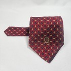 Tommy Hilfiger Men s Red Silk Tie Classic Geometric Pattern Logo Accent