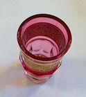 Vintage Moser Paneled Cranberry Glass Toothpick Holder - Excellent