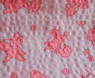 3 Yds Vintage Juvenile Novelty Baby Cotton Nursery Seersucker Fabric Pink Lambs