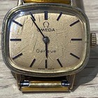 Omega Geneve Hand-winding Ladies Watch Gold Dial Gold Plated Cushion Vintage