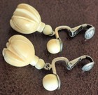 Estate Sale Gump s Handcarved Pikake Hawaiian Clipon Earrings Rare Style