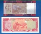 Liberia P-26   P-31 Five Dollars Uncirculated Banknotes Set   2
