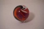 A Signed Steve Davis Handmade Fancy Pulled Feather40 Mm 1-5 8  Dia  Glass Marble