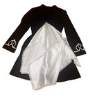 Irish Dance Solo Black Velvet Dress With White Cape White Embroidered Handmade