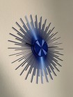 Vintage Mid Century Modern Sunburst Clock     Navy Blue     Retro Starburst Style
