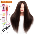 Mannequin Head With Real Hair 60  Straight Training Head With Sturdy Clamp And T