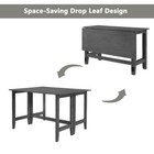 Farmhouse Wood Extendable Dining Table With Drop Leaf For Small Places  Gray
