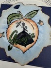 Georgia Peach Souvenir Plate Hand Painted Japan 4 5 Inches Leaf Shaped