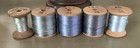 5  Large Antique French Silk Thread Wooden Spools Stamped Numbers 1 5  Blue
