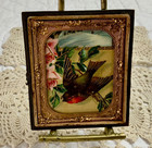 Vintage Antique Victorian Post Card Ephemera Framed  Half Union Case  Bird