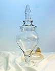Vintage Large 13  Clear Glass Pedestal Base Apothecary Jar With Circus Tent Lid